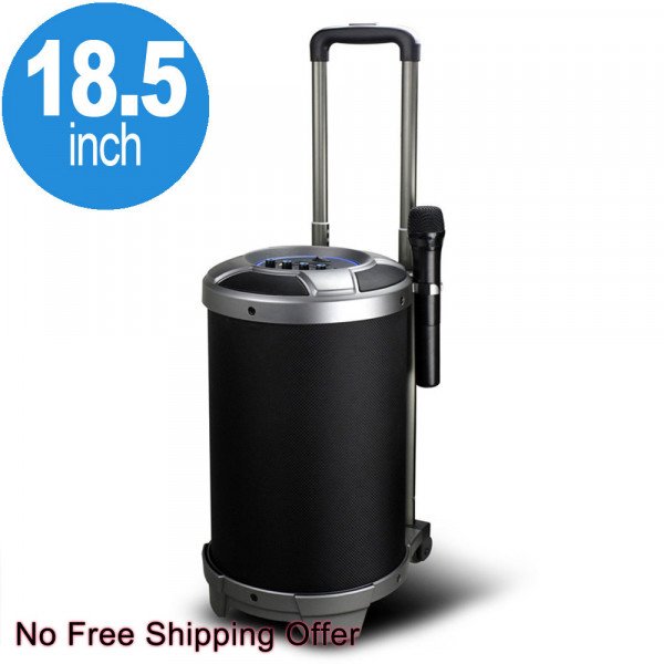 Wholesale Super Big Size Loud Drum Style Bluetooth Speaker with Wireless Microphone and Trolley S36 (Black)